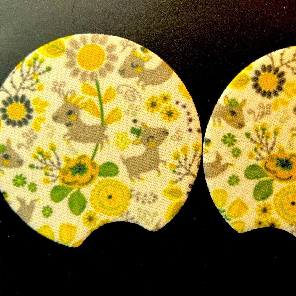 Goats Flowers Car Cup Holder Coasters New